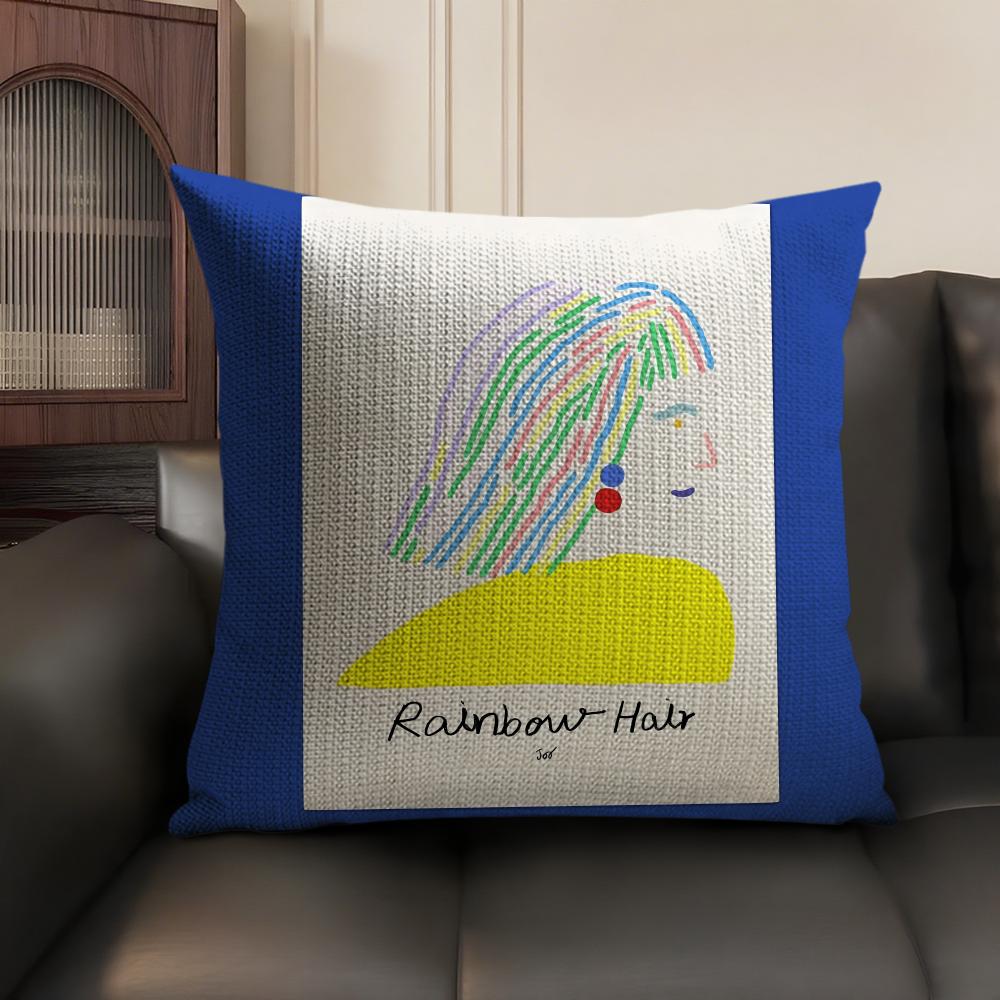 

Fresh and healing Cushion Cover Natural Linen Organic Fabric DoubleSided Printing Sofa Home Decor Breathable Environmentally 30x30cm