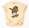 Vintage Skateboard CaMens Kids T Shirt, Retro Skater Kitten Tee, Y2K Streetwear Funny Cat Lover Gift Top