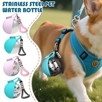 2-in-1 Portable Dog Water Bottle for Small Dogs - Leak-Proof & Compact Dog Travel Water Bottle -Stainless Steel Bottle & Silicon