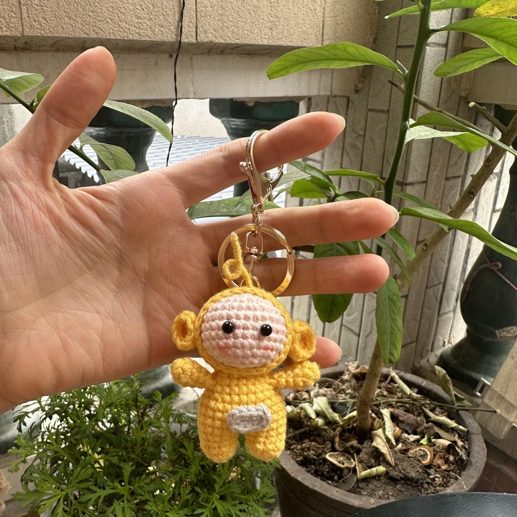 Handmade wool crocheted cartoon sunny day doll dog pig sheep chicken fox rabbit animal diy doll head key chain bag decoration