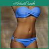 2-teiliges Bikini-Set Sommer Einfarbig Push-Up Trägerlos Einfach Damen Badeanzug Für Strand