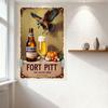 Vintage Fort Pitt Beer Metal Tin Sign with Eagle, Pumpkin Harvest Decor for Bar Man Cave Home Pub Wall Art
