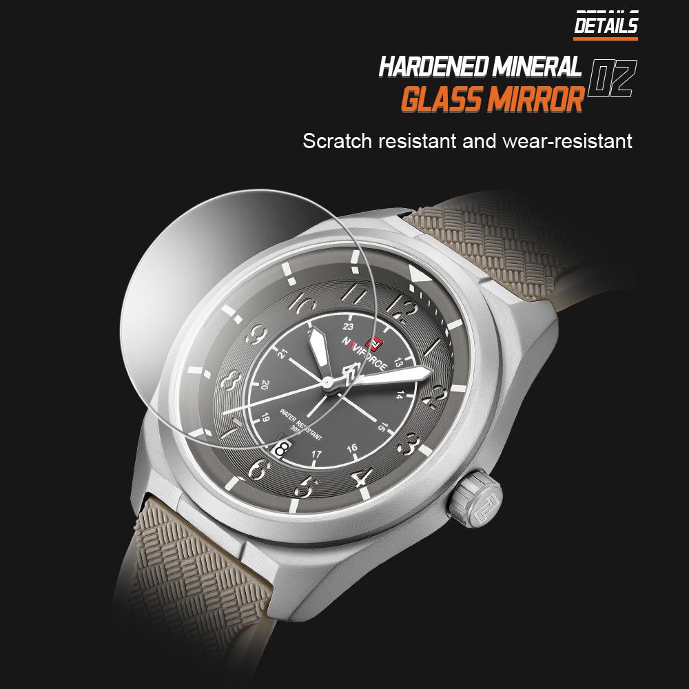 Naviforce Original Men Quartz Watch Lightweight Slicone Strap Calendar Waterproof 3ATM Round Watchcase Casual Fashion Men Watch NF9281T