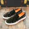 Punk Round Toe Rhinestone Sequin Loafers for Men Casual Shoes Rivet Skateboard Shoe Trendy Flat Slip on Men's Shoes Zapatos