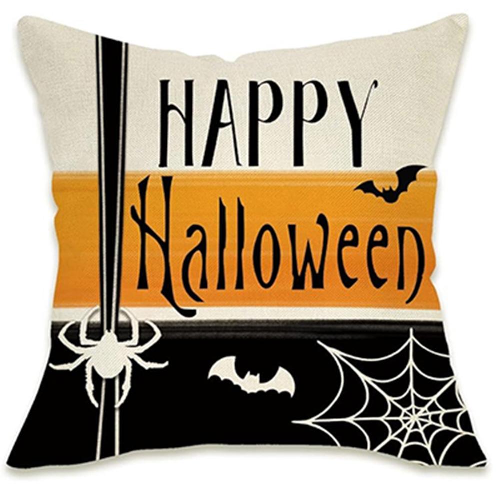 Spooky Halloween Pillow Covers Trick Or Treat, Happy Halloween, And Pumpkin Designs Sofa Cushion Cover