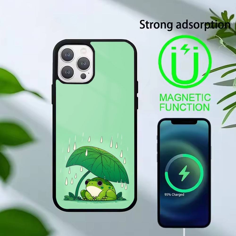 

Frog Cartoon Phone Case For iPhone17,16,15,14,13 Plus,Pro Max Magnetic For Magsafe Wireless Charging iPhone14PROMAX