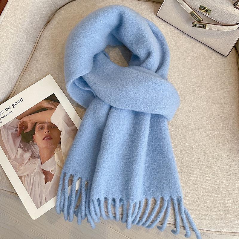 Australia Wool Winter Scarf For Women Long Warm Cashmere Scarves Hijab Solid Lady Shawl Wrap Female Pashmina Bandana Head Scarf