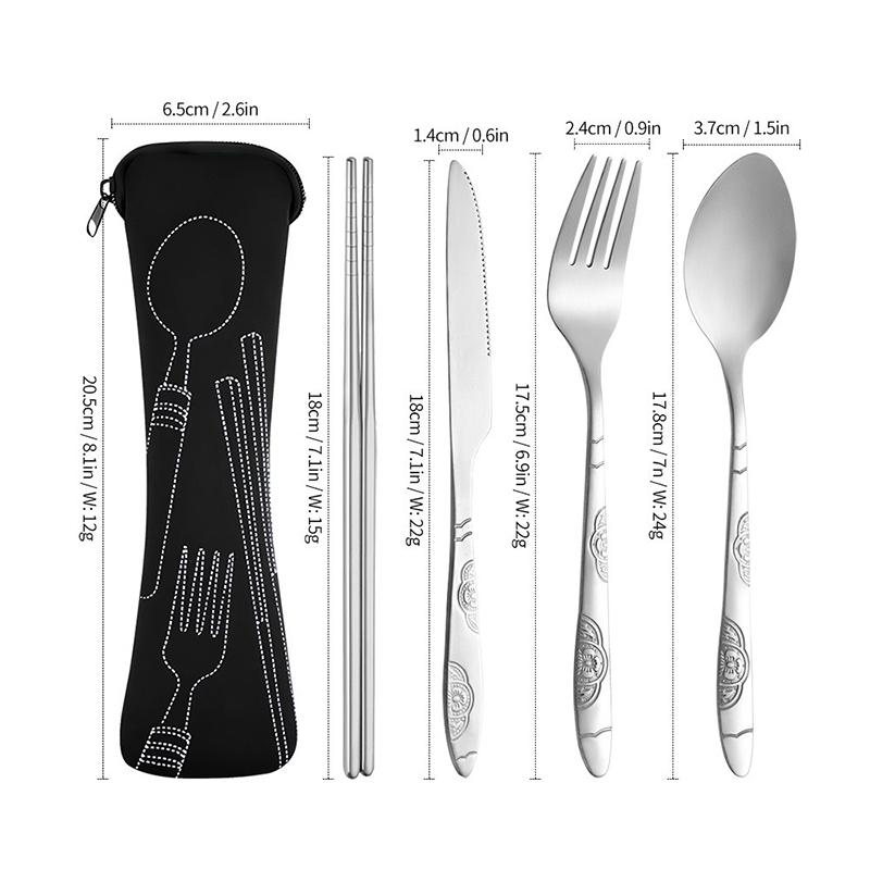 5Pcs Stainless Steel Camping Cutlery Portable Set Steak Cutlery Outdoor Cutlery Camping Fork Spoon Knifes Home Use DCS003