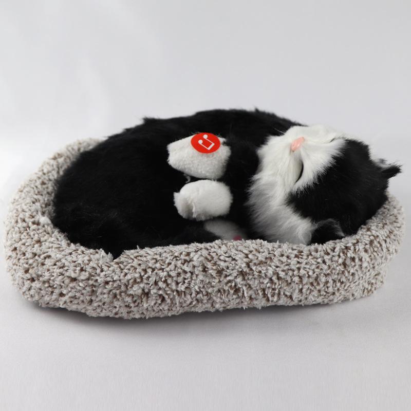 

Simulation Fur Animal Home Furnishings Realistic Sleeping Breathing Dog Toy Plush Animal Doll Children