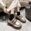 Brand Thick-Soled Leather Height-Increasing Warm Cotton Shoes for Women - Autumn/Winter Japanese Style