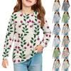 Girls' Long Sleeve Blouse - Round Neck Soft Waist Tunic