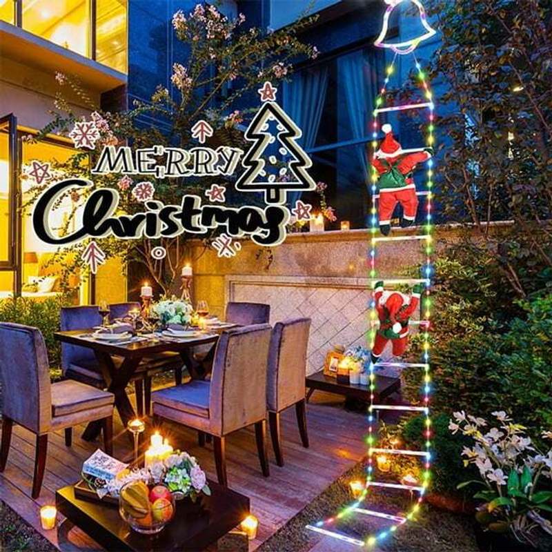 Santa Claus Doll LED Christmas Ladder Light with Remote Indoor & Outdoor Christmas Tree Light Christmas Decor Hanging LED String