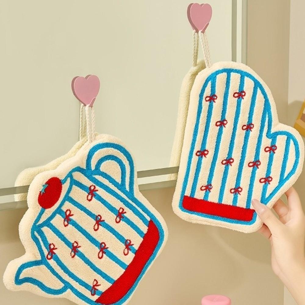 Soft Coral Fleece Hand Towel Thickened Non Shedding Kitchen Towel Hanging Comfortable Hand-Wiping Towel Office
