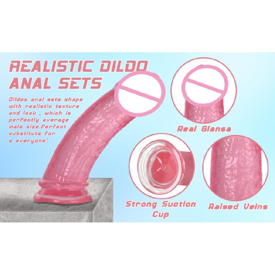 Color Crystal Anal Plug-Type Penis Anal Dilator Combination Suit Short and Thick Female Dildo