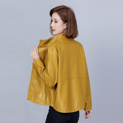 Lederjacke Damen Kurz Casual Imitation Baumwolle Lockere und Vielseitige Lederjacke Jacke