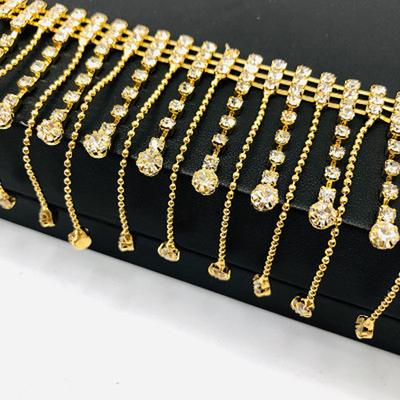 10/20cm Shiny Rhinestone Crystal Chain Tassel Fringe Trim Ribbon Diy Sewing Dress Wedding Jewelry Garment Decor Costume Applique