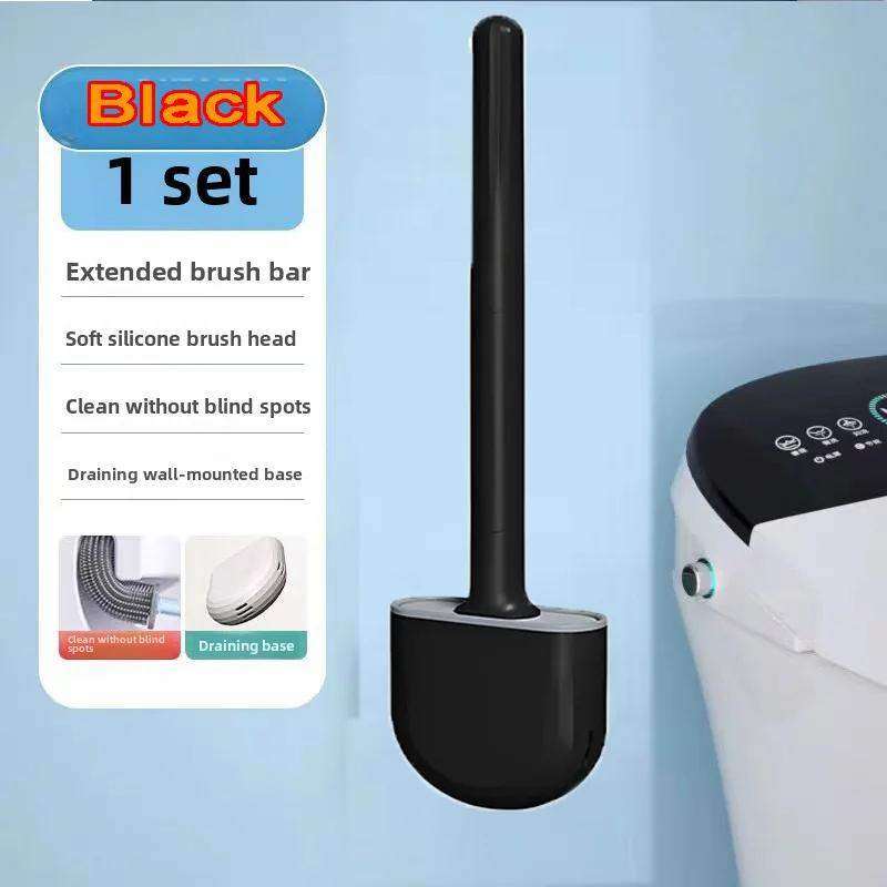Silicone Toilet Brush and Holder Wall Mounted for Bathroom Quick Drying Efficient Professional Deep Cleaning  Toilet Brush