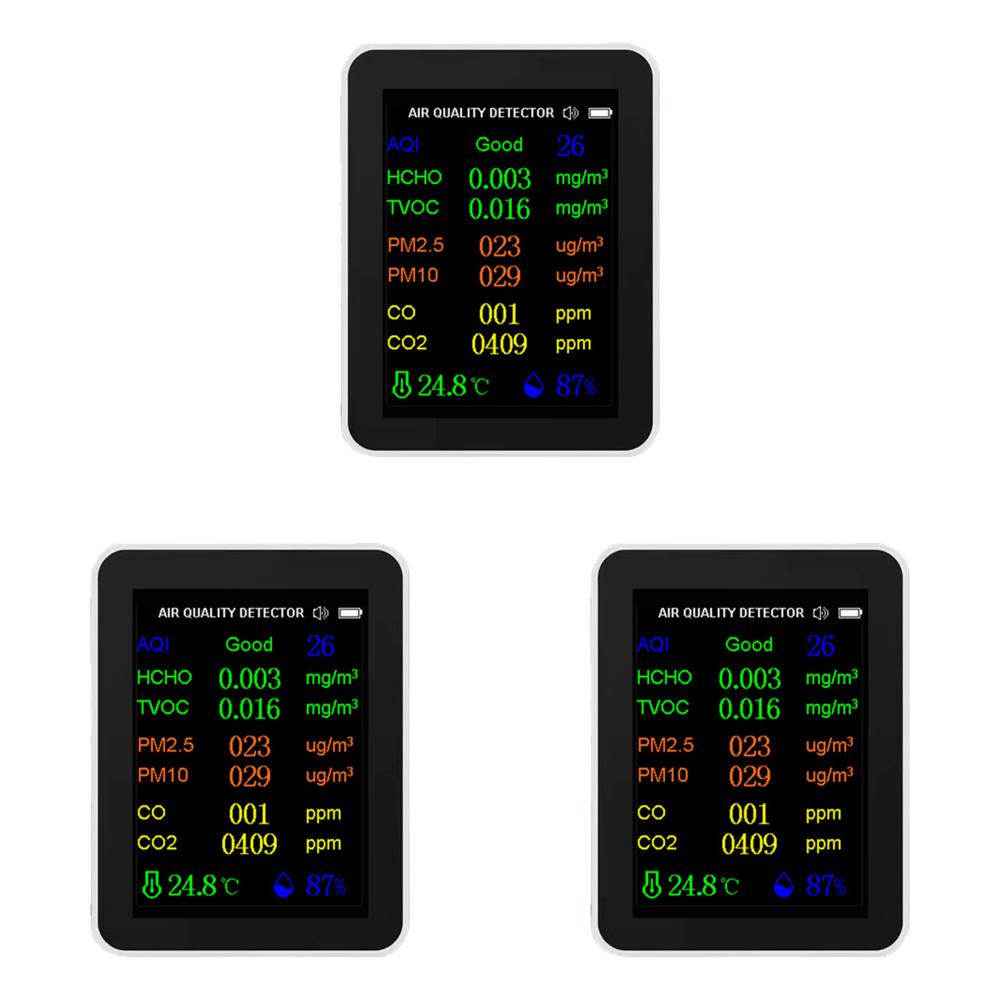 

12 в 1 монитор качества воздуха PM2.5 PM10 CO CO2 TVOC HCHO AQI тестер (белый)