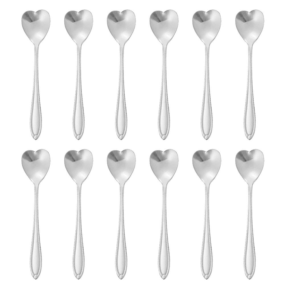 Polished Stainless Steel Heart Shaped Coffee Spoons Perfect for Special Moments серебряный