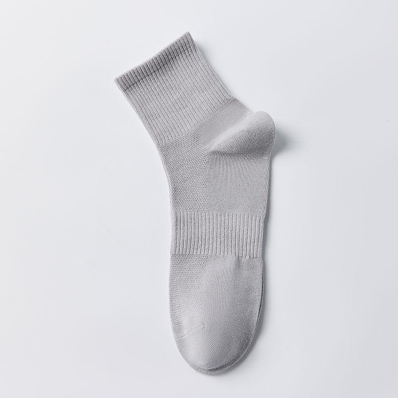 Men's Spring and Summer Thin Business All-season Mid-top Mesh Cotton Socks, Pure Cotton Breathable Men's Business Solid Color Spring and Autumn Style
