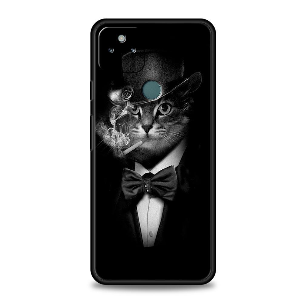 Fashion Kitten Smoking Pattern Phone Case Cover for Google Pixel 10 9 8 7 6 9A 8A 7A 6A Pro Shockproof Soft TPU 10 Pro XL Shell