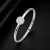 S925 Sterling Silver Open Cuff Bangle D VVS Moissanite Square Pave Setting Bracelet Women Fine Jewelry Pass Diamond Tester
