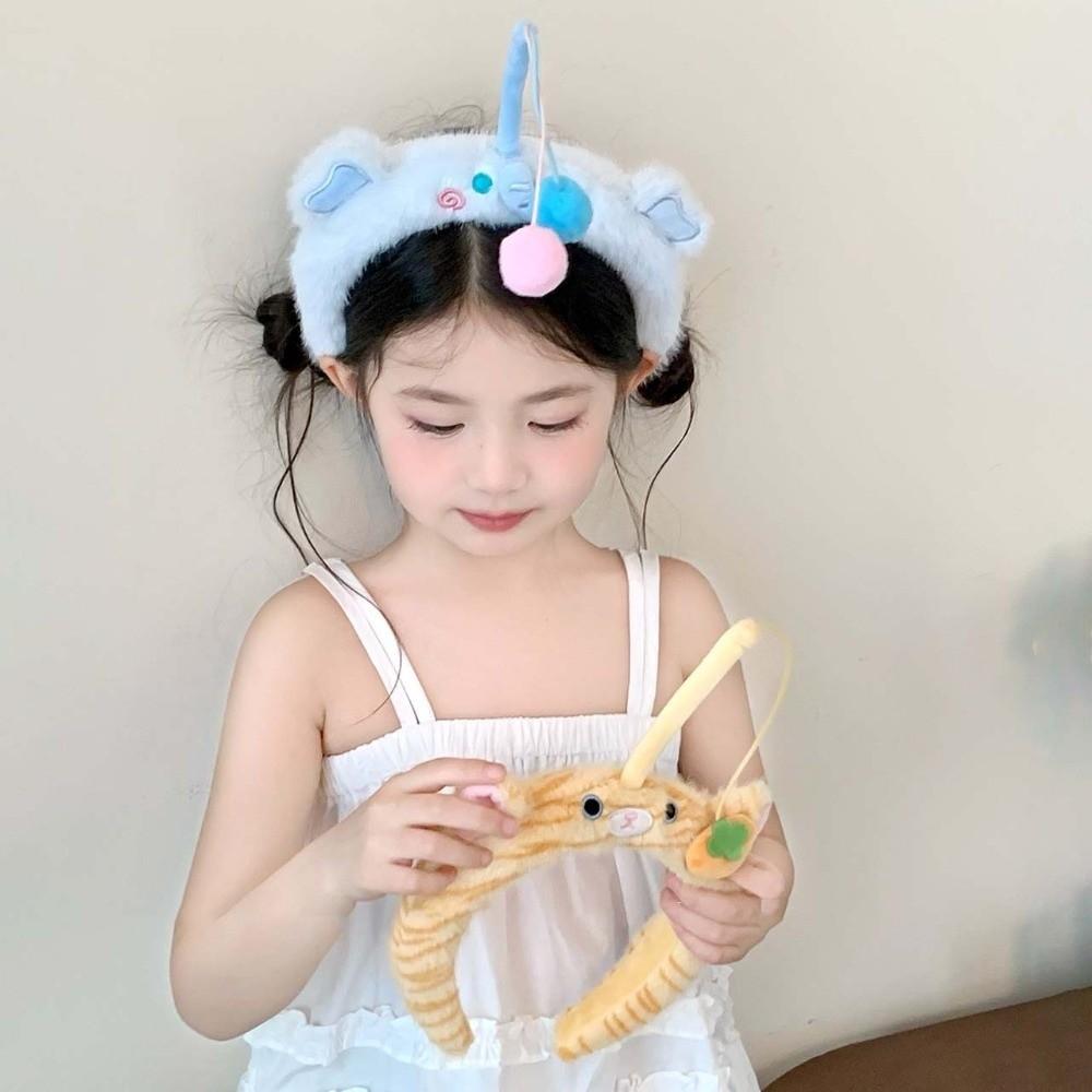 Wacky Cat Fishing Plush Headband Hair Accessories Girls Cartoon Hairband  Wash Face