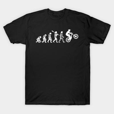 Herren Schwarzes T-Shirt mit Aufdruck Biking Evolution - Mountainbike Geschenk No-Cut Transferpapier Druck Baumwoll-T-Shirt