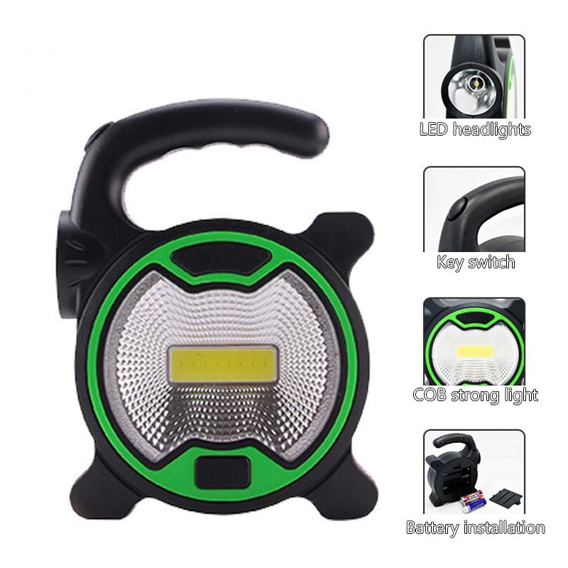 Battery Powered Portable Cob Led Work Light Handheld Lantern Flashlight Outdoor Tent Camping Lights With Handle Without Battery