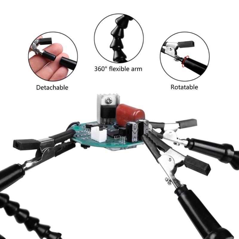 Helping Hands Soldering, Third Hand Soldering Tool with 3 Gooseneck Arms and Clips Great Addition To Soldering Station