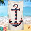 Nordic painted ship anchor digital-printed polyester Superfine fiber double-sided fleece Beach vacation bath towel, beach towel