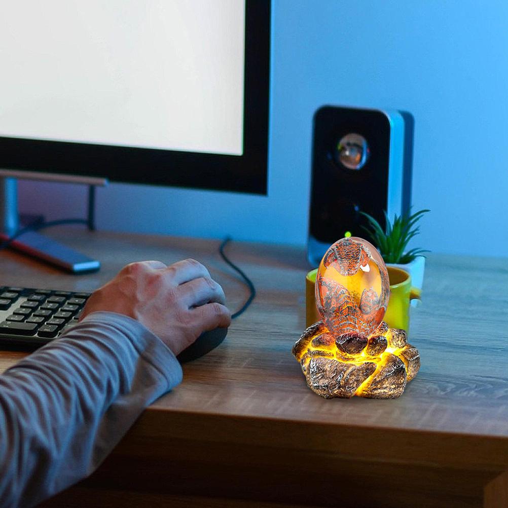 Lava Dragon Egg with Display Base Crystal Resin Dragon Egg Ornaments for Desktop Decor