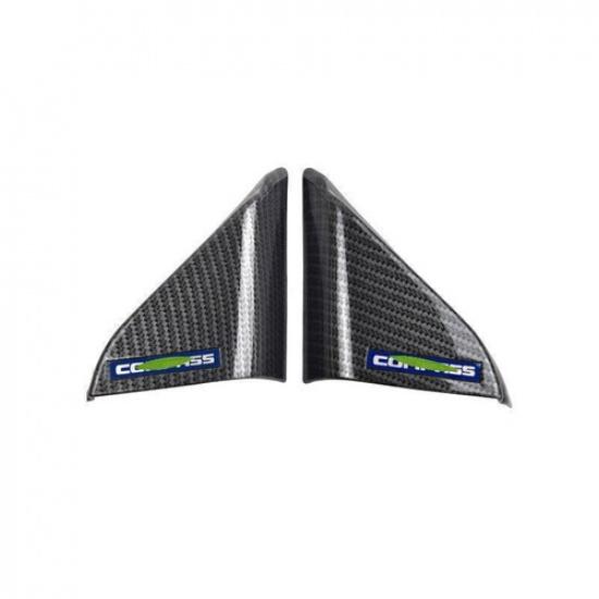 For Jeep Compass 17-2021 Carbon Fiber A Pillar Front Triangle Cover Trim 2pcs