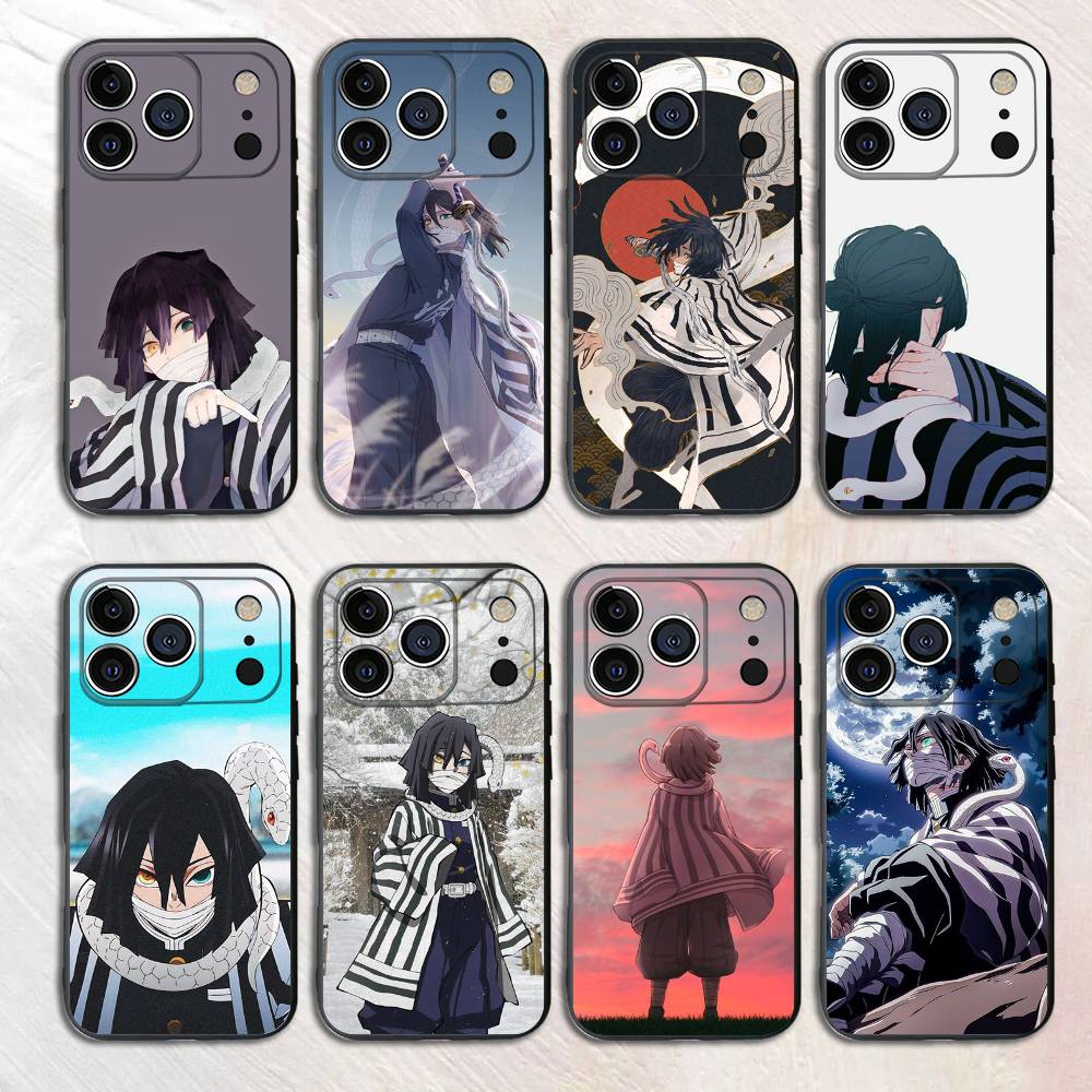 Creative D-Demon Anime Obanai Iguro Silicone Soft Phone Case For iPhone17,16,15,14,13,12,11 Pro Max Plus mini XS XR SE Cover