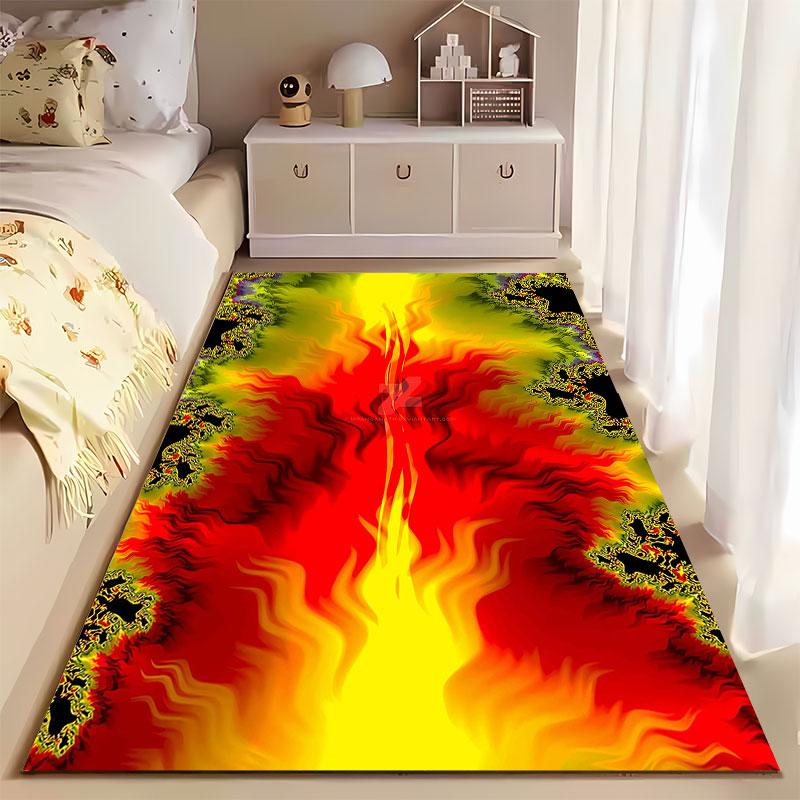 Fiery Abstract Fractal Design suitable as a non-slip mat for the living room or bedroom sofa
