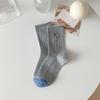 Dongdaemun Women'S Socks Double Needle Cartoon Expression Smiley Face Animal Embroidery Women'S Cotton Socks Medium Tube Socks Stacking Socks