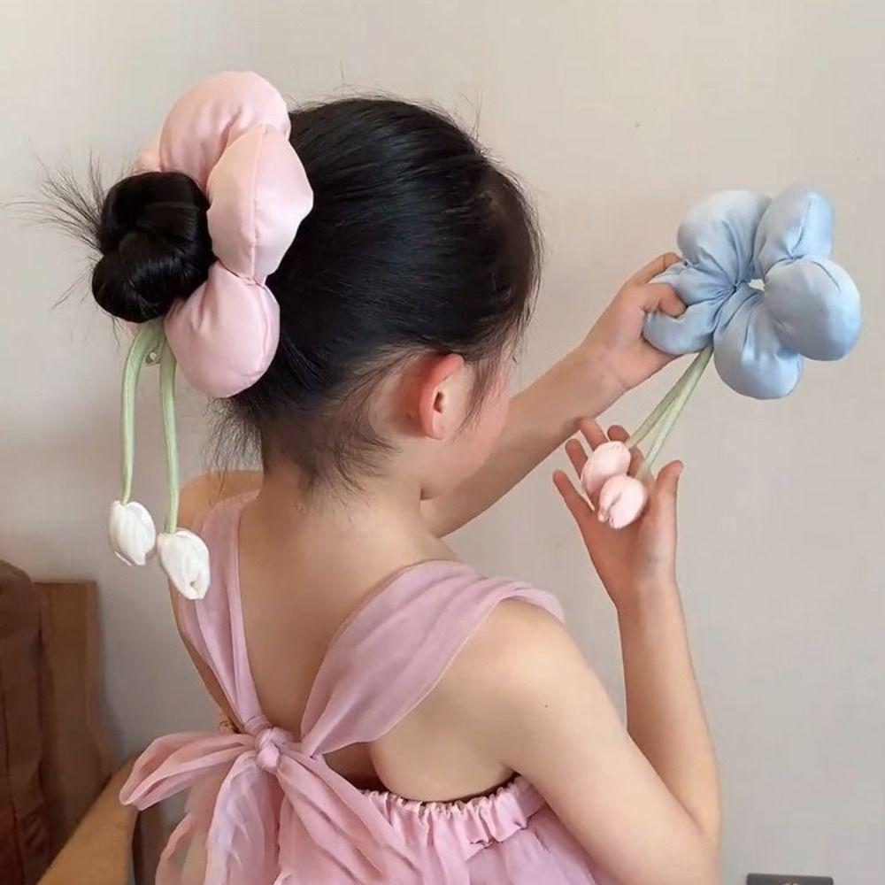 Elastisches Tulpenblumen Haarband Schleife Floral Kopfband Mode Haargummi Frauen Mädchen