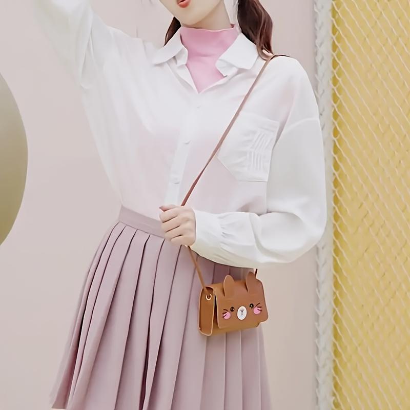 1pc Cute Bunny Face Crossbody Bag with Adjustable Strap Shoulder Bag for Daily Casual Outings, Lightweight Travel, Cartoon Style