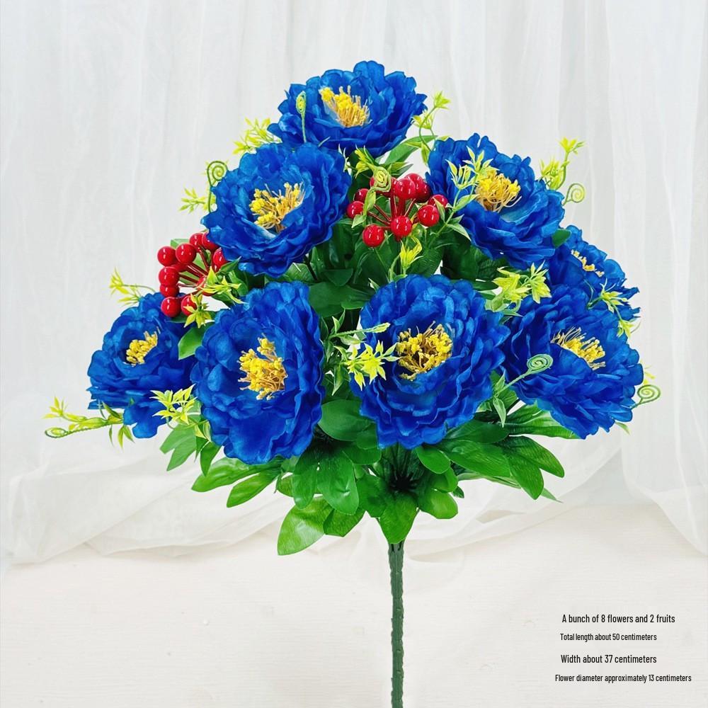 Curly Edge Red Rose Bouquet - 6 Head Artificial Silk Flowers for Living Room Decoration