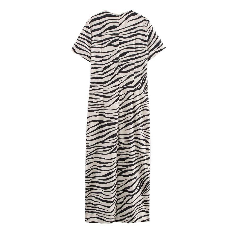 Fashion Style 2024 Autumn New Women's Clothing Stylish Easiest for Match Zebra Stripes Print Dress 8252071
