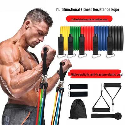 11-Piece TPE Resistance Bands Set with Pulley and Hooks for Home Fitness