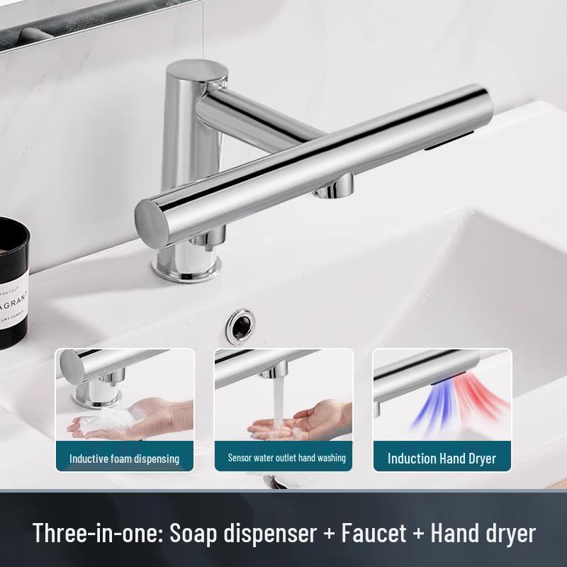 Jiemengzhe All-in-One Commercial Hand Dryer Faucet System