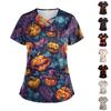 Women's Short Sleeve Stagger V Neck  Print Pocket Dry-nurse Top