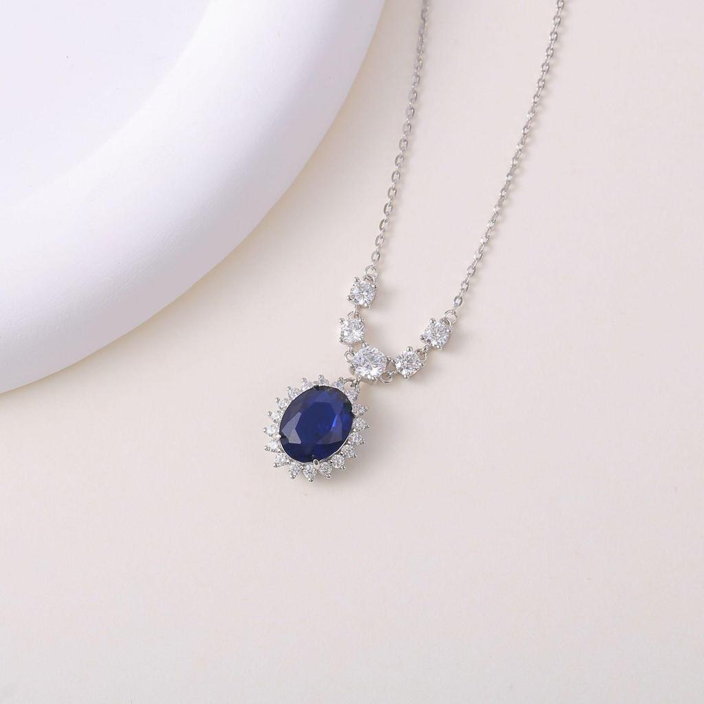 Elegant S925 Sterling Silver Blue Starry Sky Pendant Necklace - High-End Design with a Light Luxury Touch