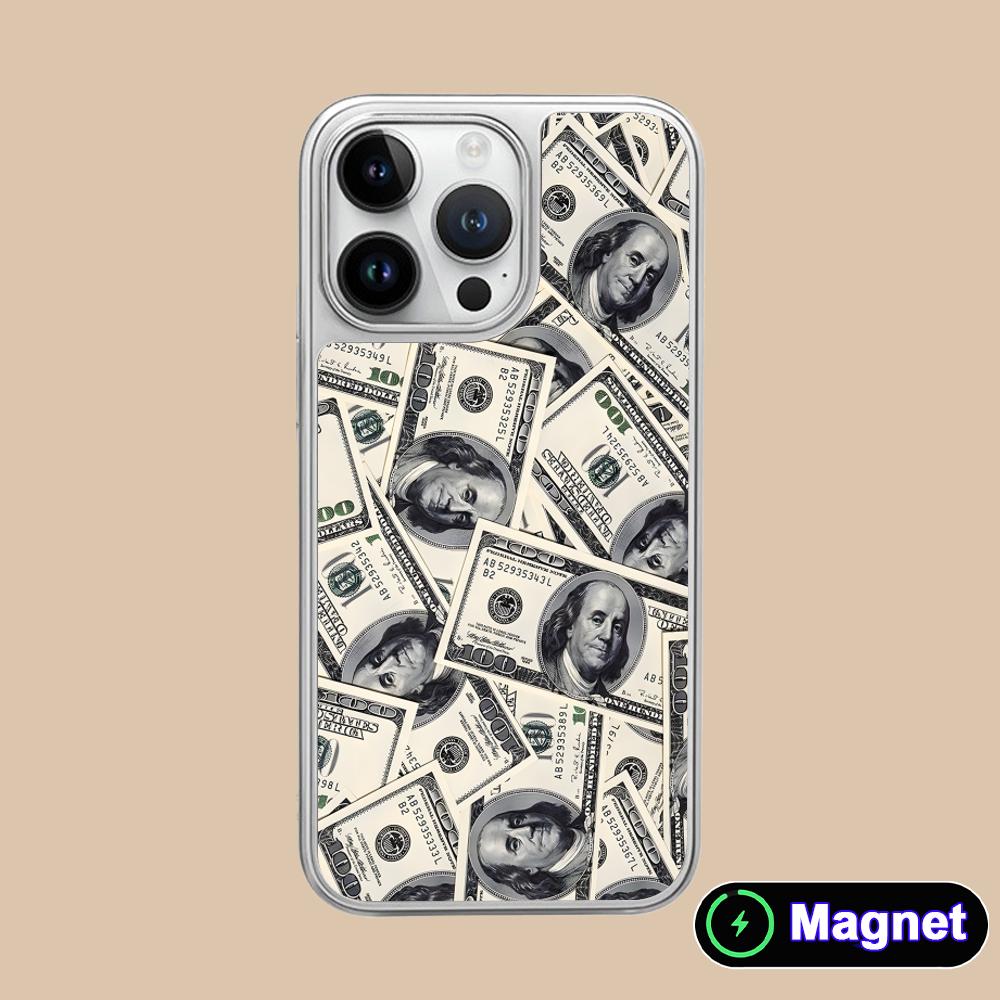 

USD Dollar Silver Plating Magsafe Mobile Phone Case for iPhone 17 16 15 14 13 12 11 Air Pro Max Plus Colorful Cover iPhone 11