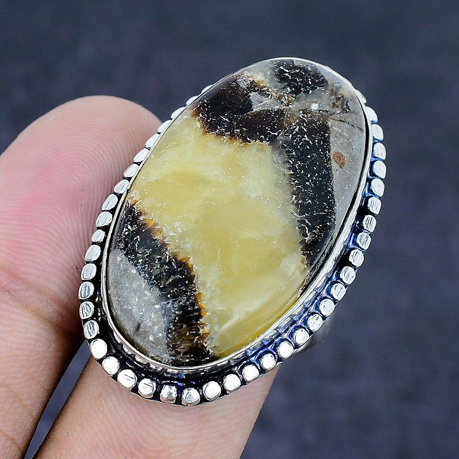 Natural Septerian Stone Gemstone 925 Sterling Silver Jewelry Ring Size 9 L7J93