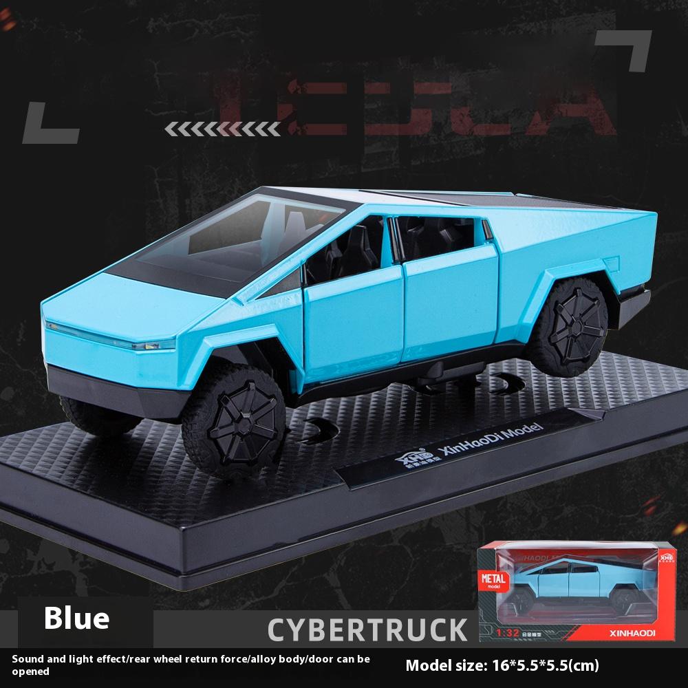 

Модель пикапа Tesla Cybertruck в масштабе 1/32, игрушка из сплава, симуляция звука, детская коллекционная модель автомобиля, подарки, украшения для стола синий