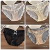 Bow Underwear for Women Transparent Mesh Lace Briefs Lingerie Lace Flower Panties  Lady