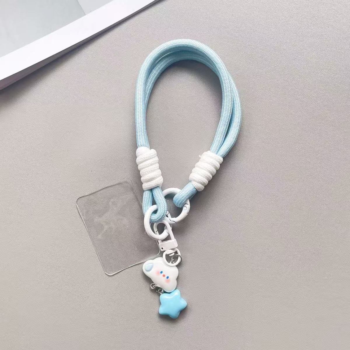 

Cute Keychain Charms Ins Cloud Star Phone Case Hanging Rope Wristband Short Chain Universal Phone Camera Straps Pendant Keyring білий