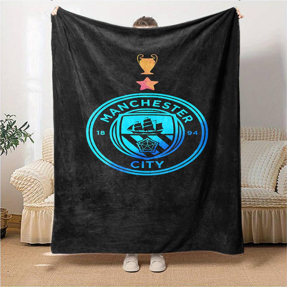 1pc Flannel Blanket, Manchester,Champions,Star Pattern Printed Blanket, Sofa Bed Sofa Car Office Camping Travel Warm And Comfortable Soft Bl